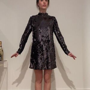 Sequin long sleeve mini dress